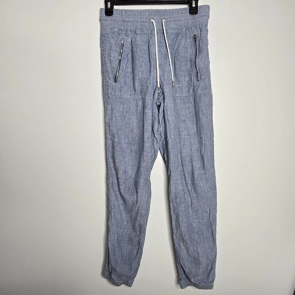 Athleta Womens Size 2 Cabo‎ Linen Jogger Pants Chambray Blue Pockets